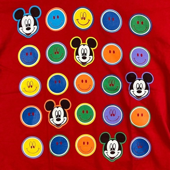 Vintage Disney Mickey Unlimited T Shirt Adult M Red Smiley Face Graphic Print - Picture 3 of 14